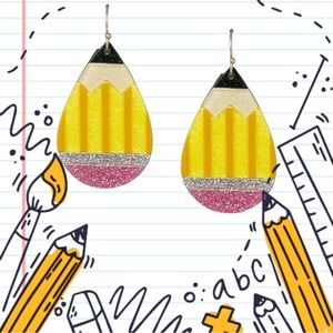 School Theme Pencil Acrylic Earrings